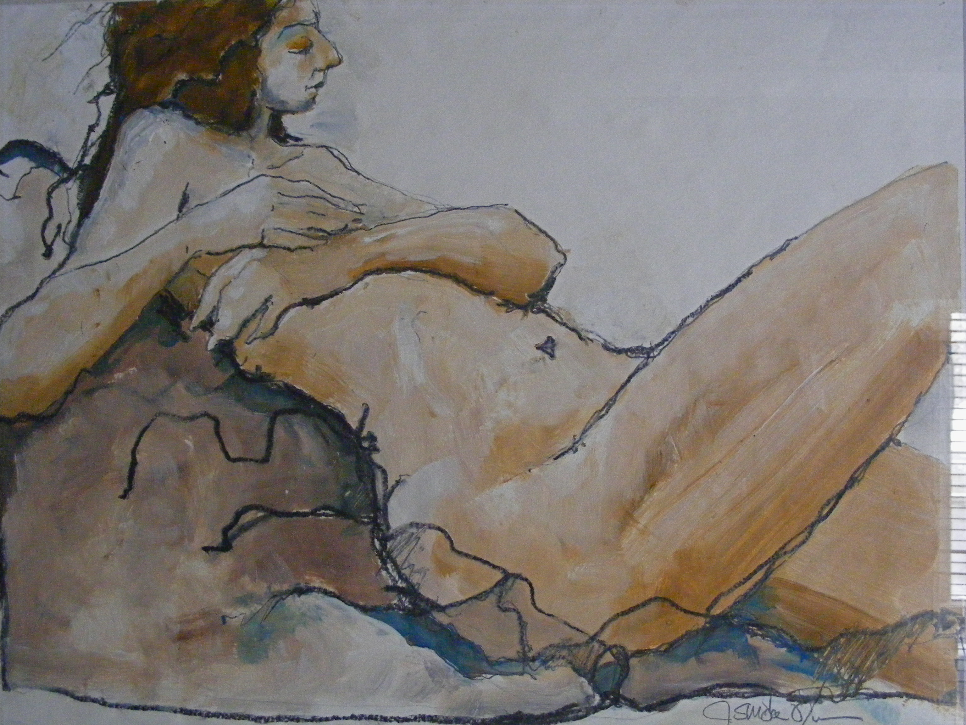 Jim Olson Reclining Figure in Color Painting