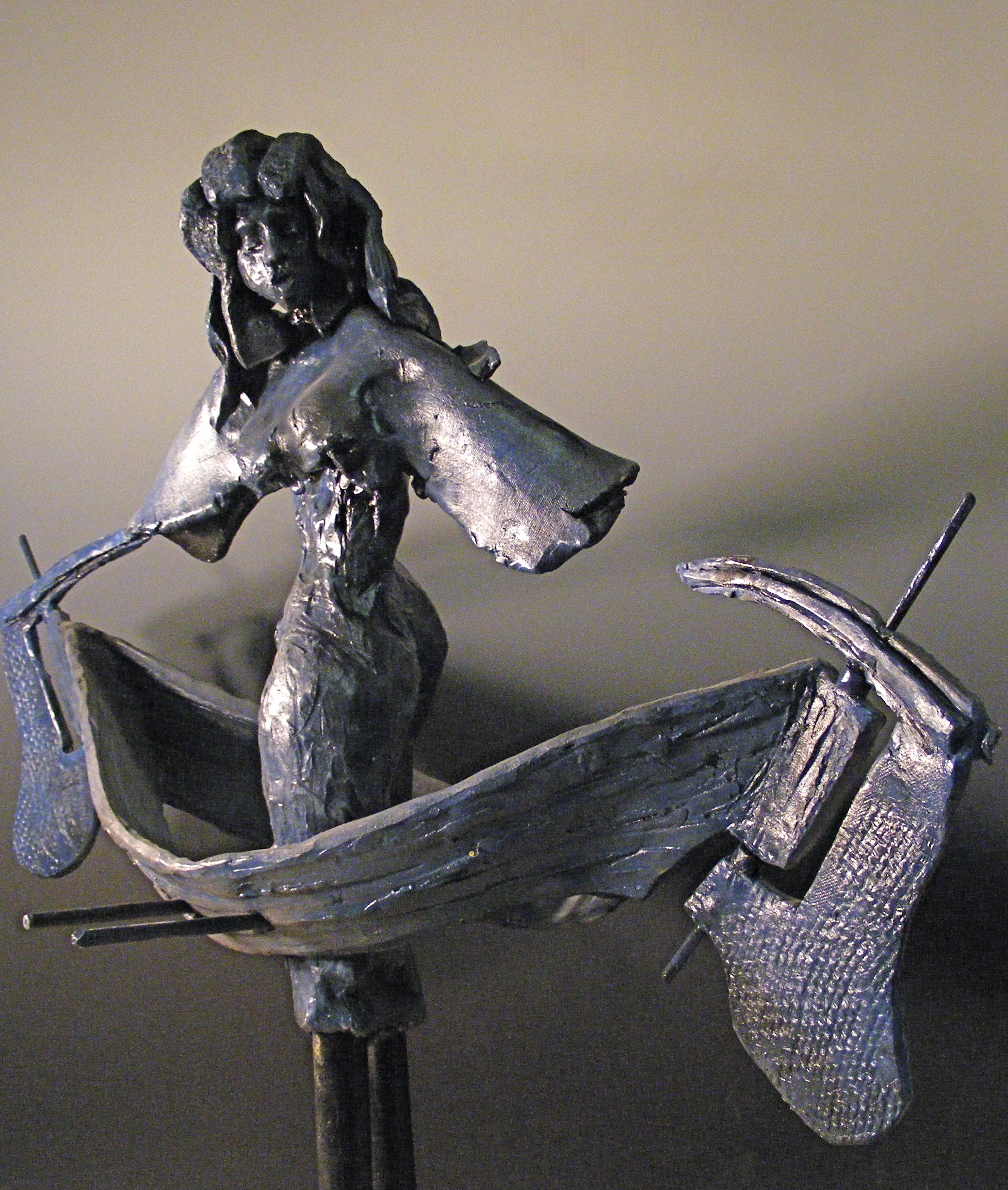 Jim Olson Abstract Woman in Boat Sculpture